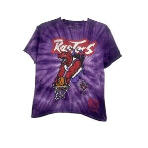 Mitchell & Ness Toronto Raptors T-Shirt Men's Medium Purple Tie Dye 100% Cotton